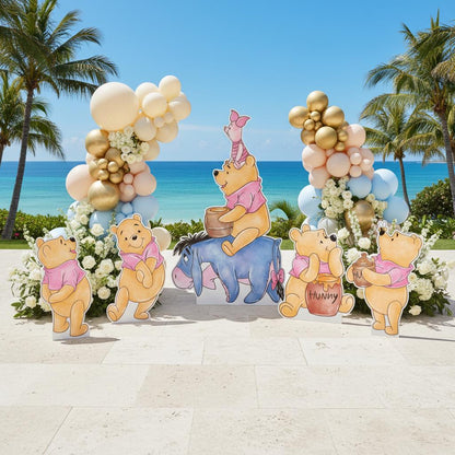Pink Honey Bear Cutouts, Set 5, Baby Shower Decor, Backdrop, Baby Girl, Bear Props, 1st Birthday, Centerpieces