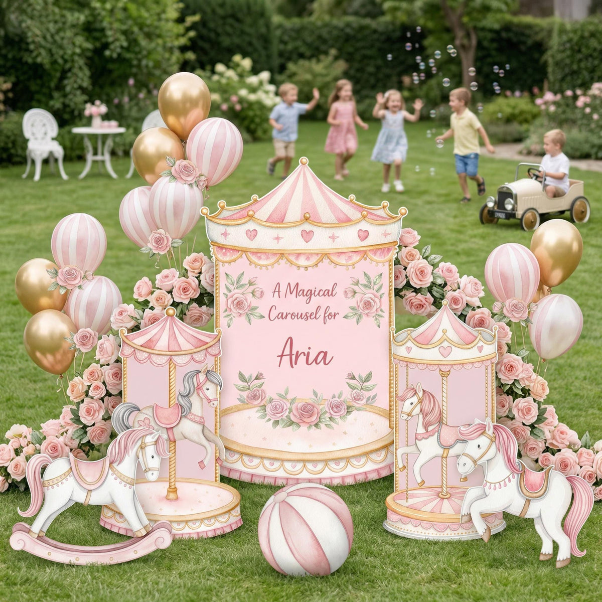 Circus Cutouts (Boho Round Carousel), Carousel Party Decoration, Centerpieces, Baby Shower, Carnival Horse, 1st Birthday Decor