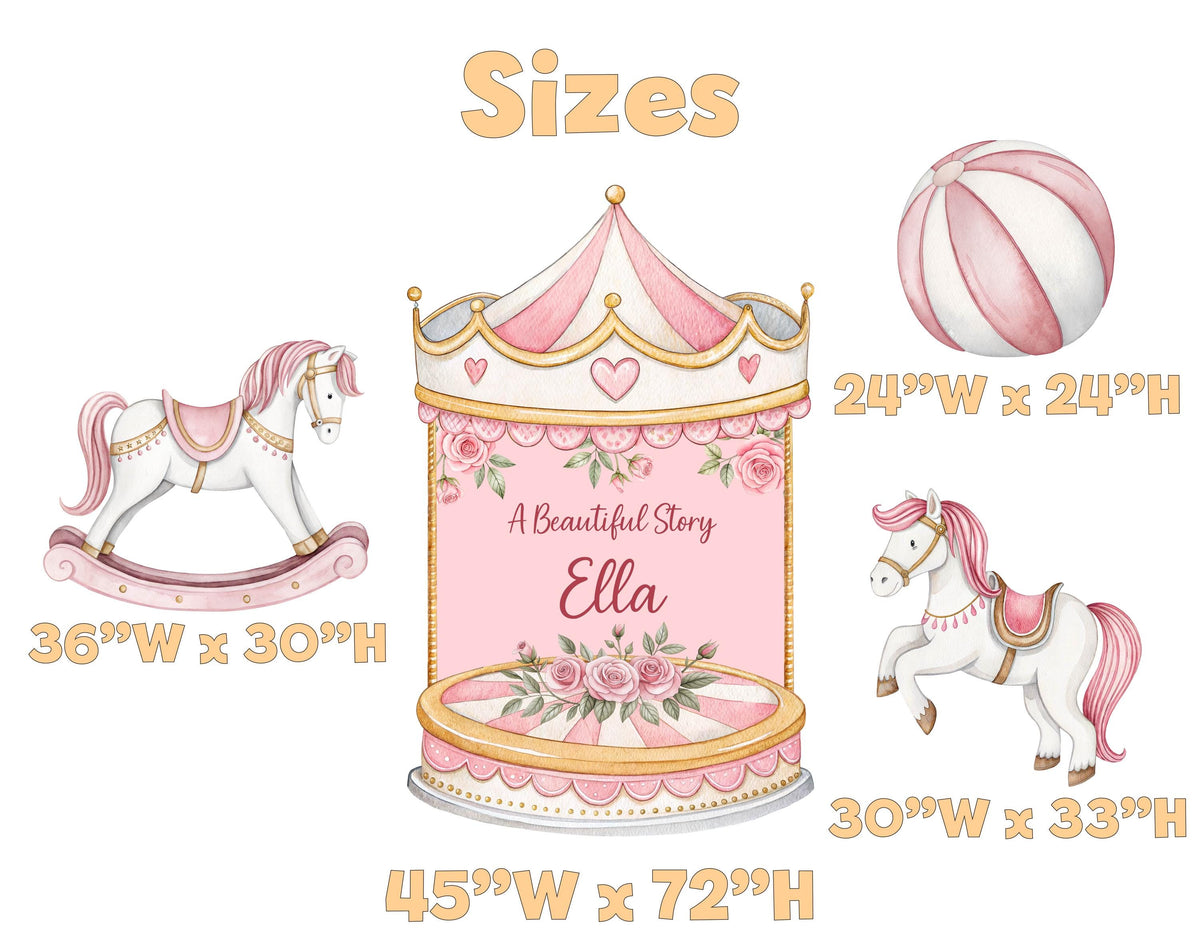 Circus Cutouts, Carousel Party Decoration, Centerpieces, Pink Baby Shower, Carnival Horse, 1st Birthday Decor