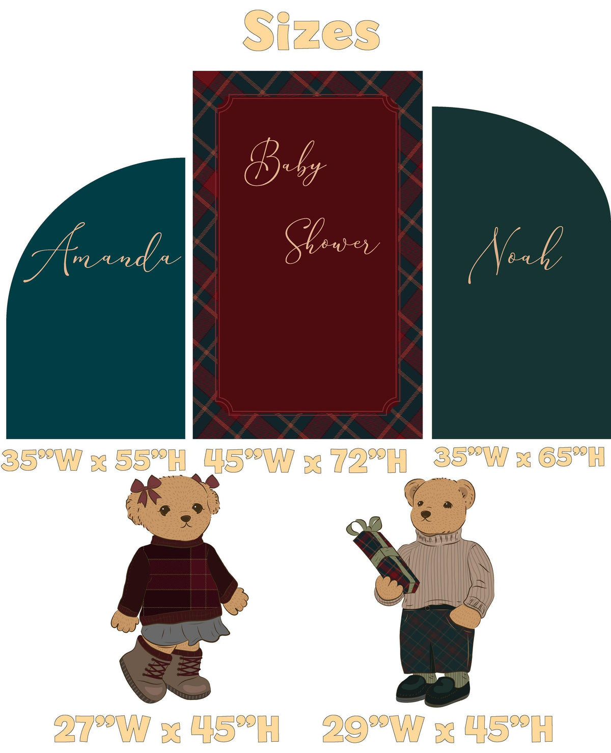 Preppy Teddy Bear Cutouts, Birthday Party, Backdrop, Baby Shower Decor, Tartan Plaid