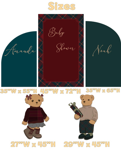 Preppy Teddy Bear Cutouts, Birthday Party, Backdrop, Baby Shower Decor, Tartan Plaid
