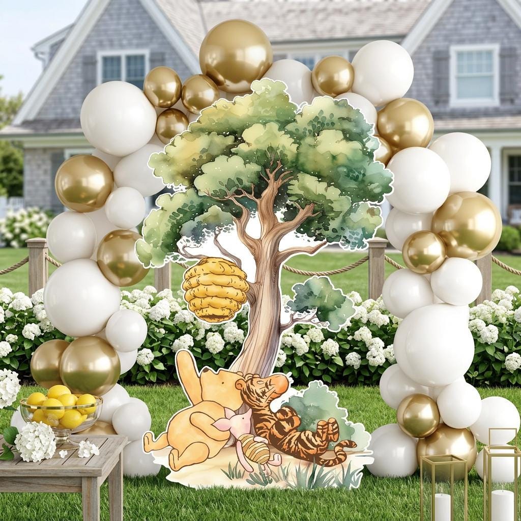 Classic Honey Bear Cutout Decoration (Tree with Friends), Baby Shower Decor, Backdrop, Yard Sign, Honey Bear, Baby Birthday, Classic Bear, Gender Reveal