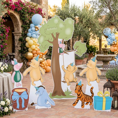 Classic Blue Honey Bear Cutouts, Boy Baby Shower Decor, Yard Sign, Tree Cutout, First Birthday Party Prop