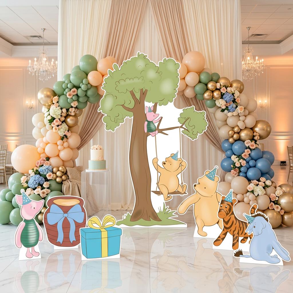 Classic Blue Honey Bear Cutouts, Boy Baby Shower Decor, Yard Sign, Tree Cutout, First Birthday Party Prop