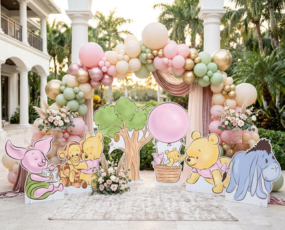 Pink Baby Winnie the Pooh Cutout Decoration, Girl Baby Shower Decor, Backdrop Decor, Baby Girl, Centerpieces, Girls Birthday, Classic Bear