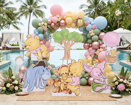 Pink Baby Honey Bear Cutout — custom party decor, printed and cut to shape