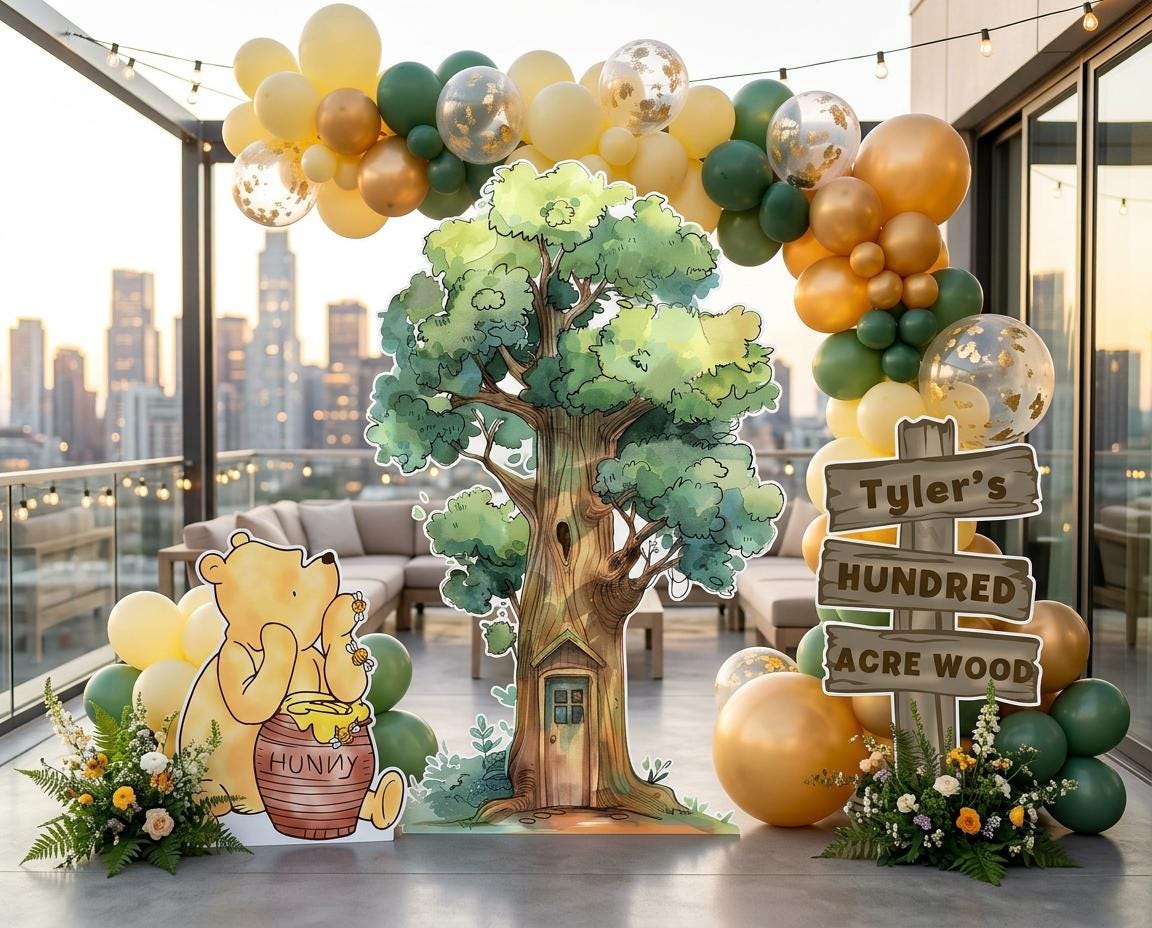 Classic Honey Bear Cutout Decoration (3-Piece Set with Wood Sign), Baby Shower Decor, Backdrop, Yard Sign, Honey Bear, Baby Birthday, Classic Bear, Gender Reveal