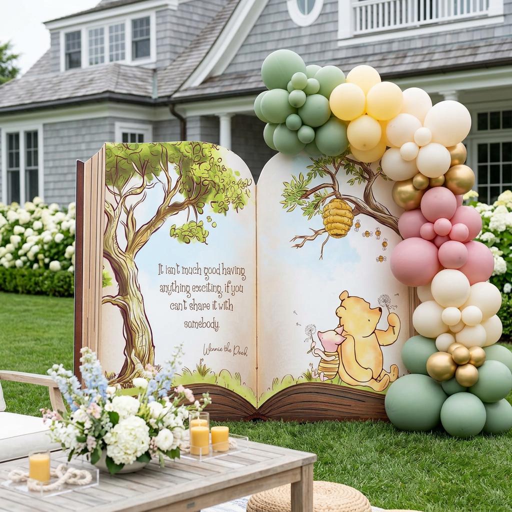 Classic Honey Bear Backdrop (Sharing Quote), Storybook Baby Shower, 1st Birthday Decor, Baby Announcement, Welcome Sign, New Baby