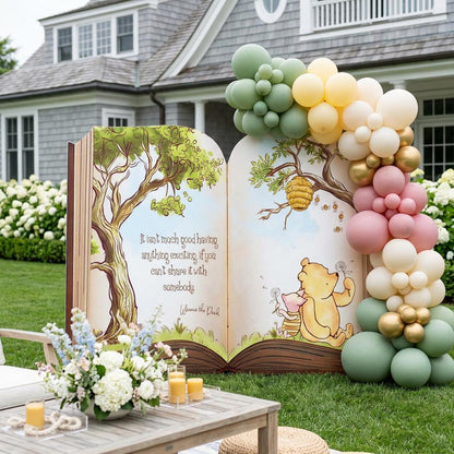 Classic Honey Bear Backdrop (Sharing Quote), Storybook Baby Shower, 1st Birthday Decor, Baby Announcement, Welcome Sign, New Baby