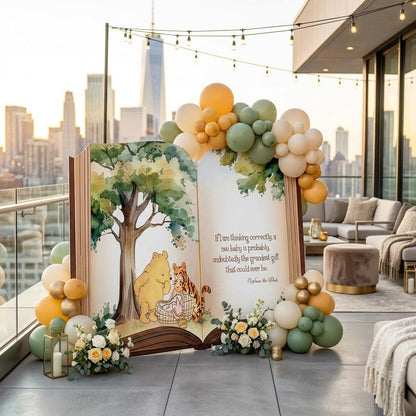 Classic Honey Bear Backdrop (Thinking Quote), Storybook Baby Shower, 1st Birthday Decor, Baby Announcement, Welcome Sign, New Baby