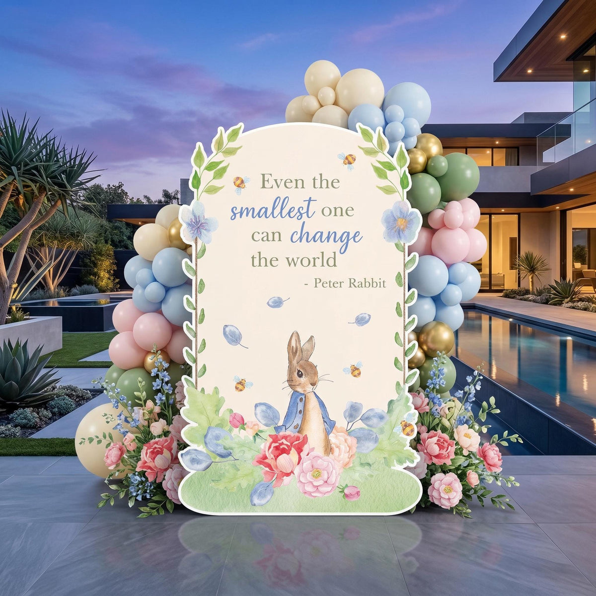 Blue Garden Bunny Cutouts (Blue Floral Quote Arch), Bunny Baby Shower, Newborn Backdrop, Easter Bunny, Standee, Boys 1st Birthday