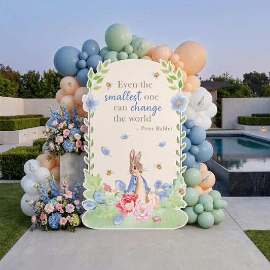 Blue Garden Bunny Cutouts — custom party decor, printed and cut to shape
