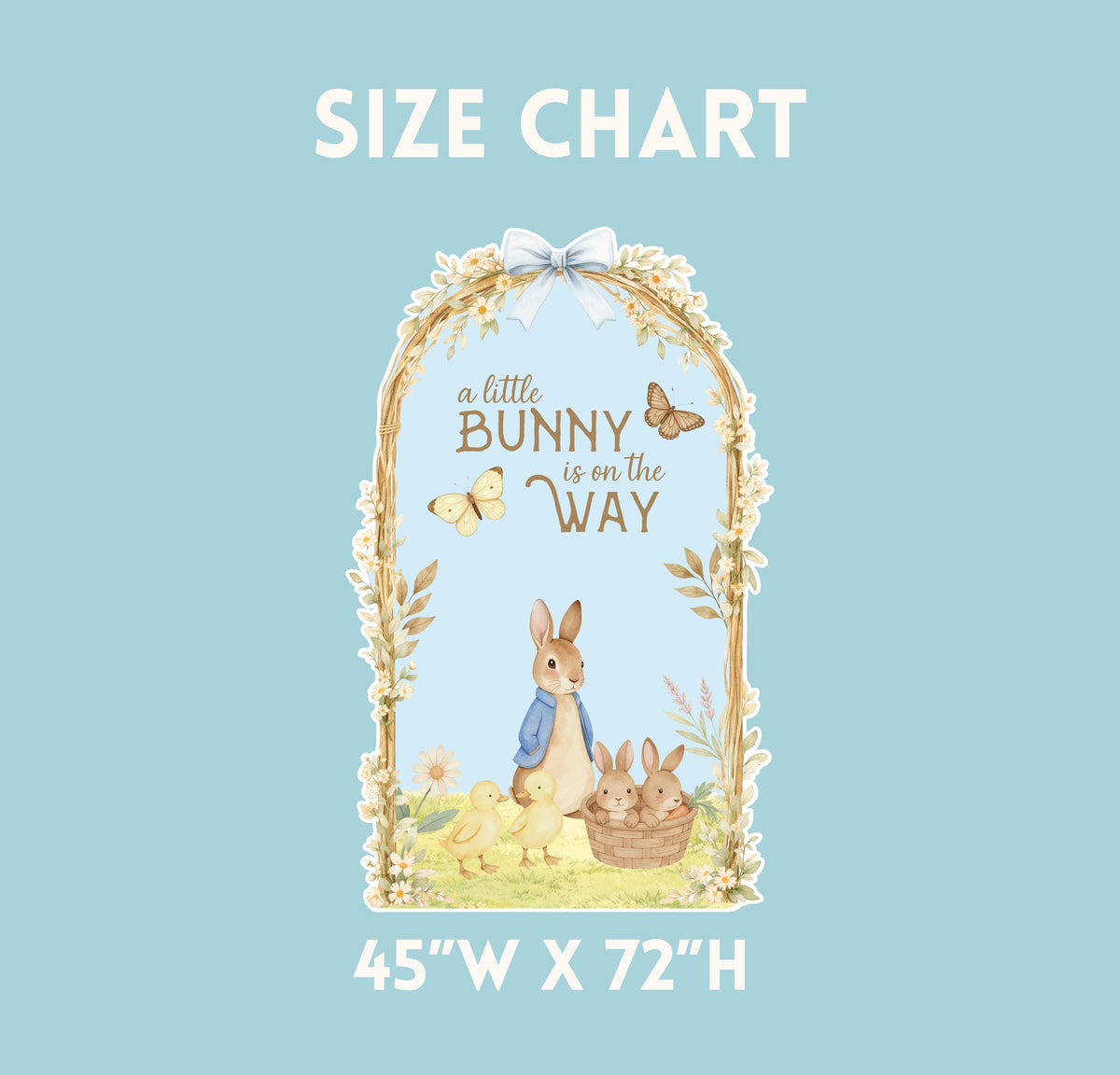Blue Garden Bunny Cutouts (Bunny On The Way), Bunny Baby Shower, Newborn Backdrop, Easter Bunny, Standee, Boys 1st Birthday