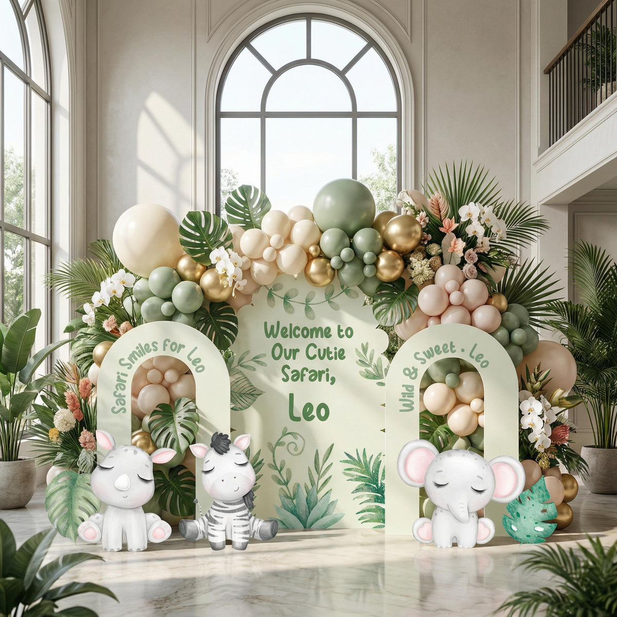 Green Safari Animals Cutouts, Jungle Backdrop, Baby Shower Decor, 1st Birthday, Wild One Birthday