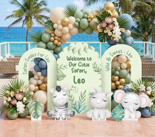 Green Safari Animals Cutouts — custom party decor, printed and cut to shape