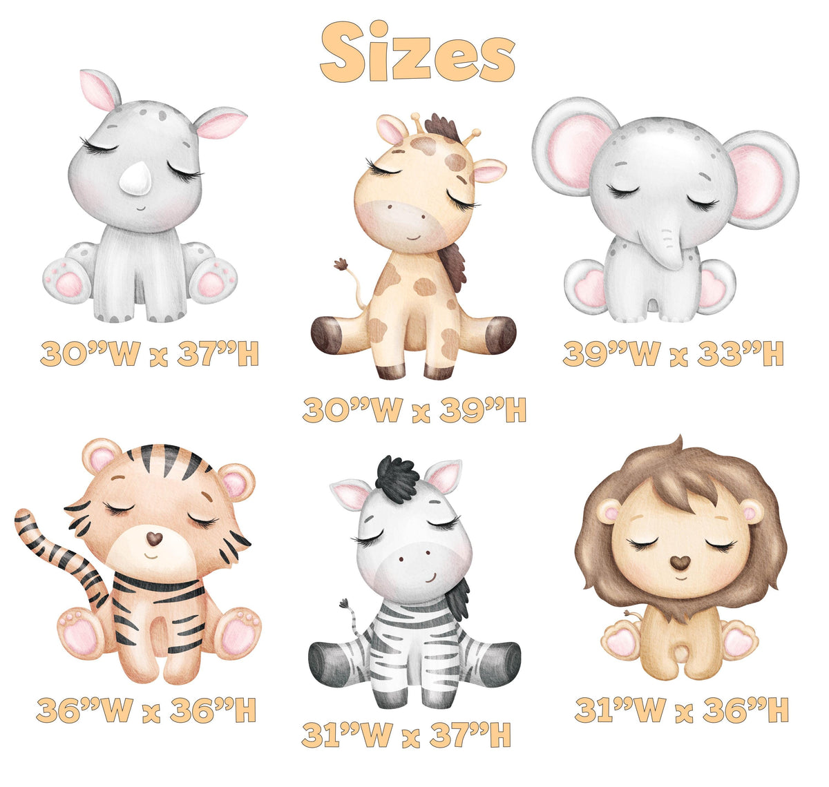Safari Animals Set 6 Cutouts, Jungle, Baby Shower Decor, 1st Birthday, Wild One Birthday