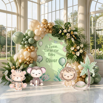 Green Safari Animals Cutouts, Jungle Backdrop, Baby Shower Decor, 1st Birthday, Wild One Birthday