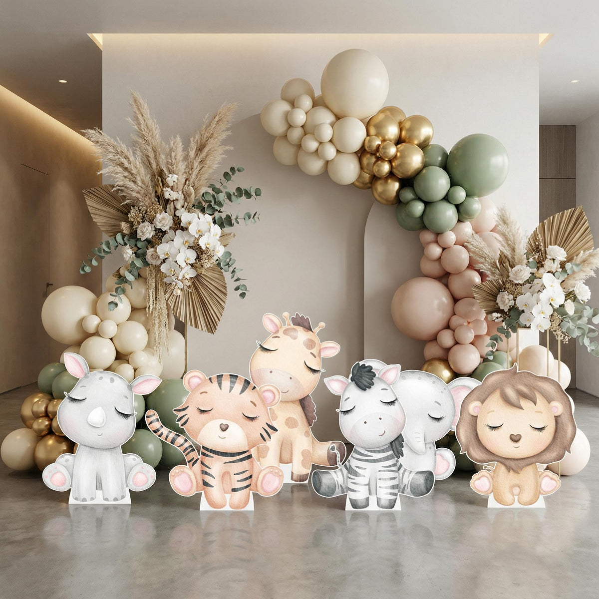 Safari Animals Set 6 Cutouts, Jungle, Baby Shower Decor, 1st Birthday, Wild One Birthday