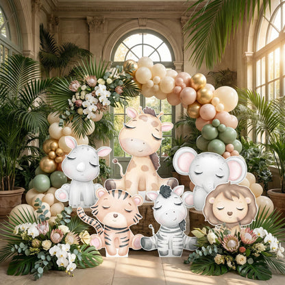 Safari Animals Set 6 Cutouts, Jungle, Baby Shower Decor, 1st Birthday, Wild One Birthday