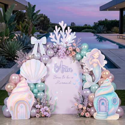 Pastel Mermaid Cutouts, Birthday Party Decor, Seashell Props, Under The Sea Party, Arch Backdrop, Ocean Animals