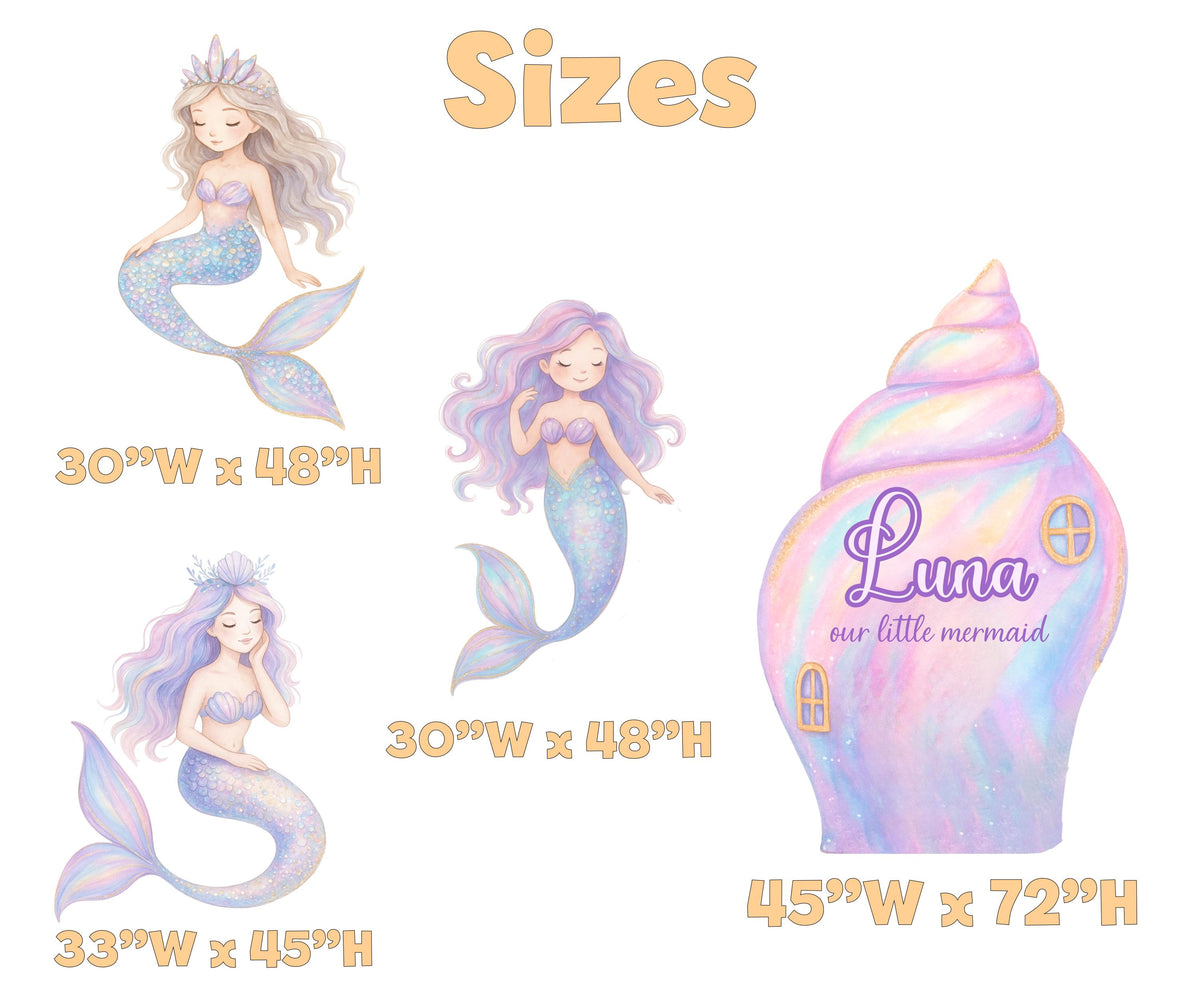 Pastel Mermaid Cutouts, Birthday Party Decor, Seashell Props, Under The Sea Party, Arch Backdrop, Ocean Animals