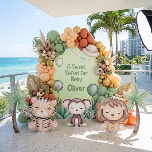 Green Safari Animals Cutouts — custom party decor, printed and cut to shape