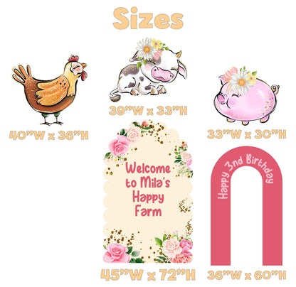 Pink Farm Animals Cutouts, Ranch Animals Party, Barnyard Birthday Prop, Baby Shower Backdrop, Farm Themed Party Decor, Centerpieces