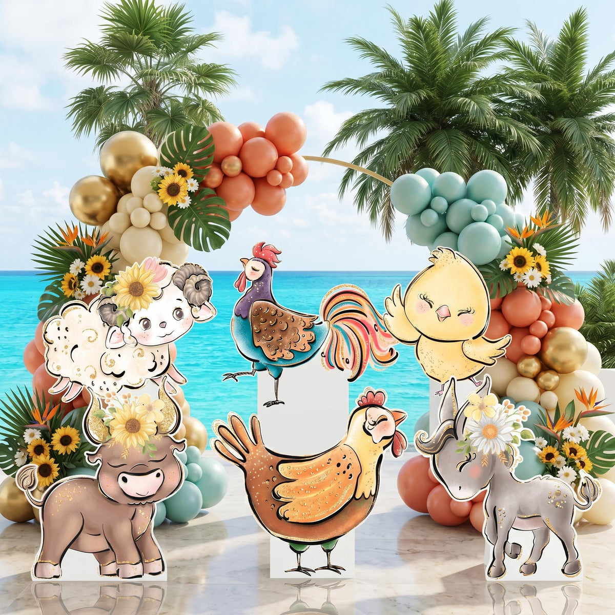 Farm Animals Set 6 Cutouts, Ranch Animals Party, Barnyard Birthday Prop, Baby Shower Backdrop, Farm Themed Party Decor, Centerpieces