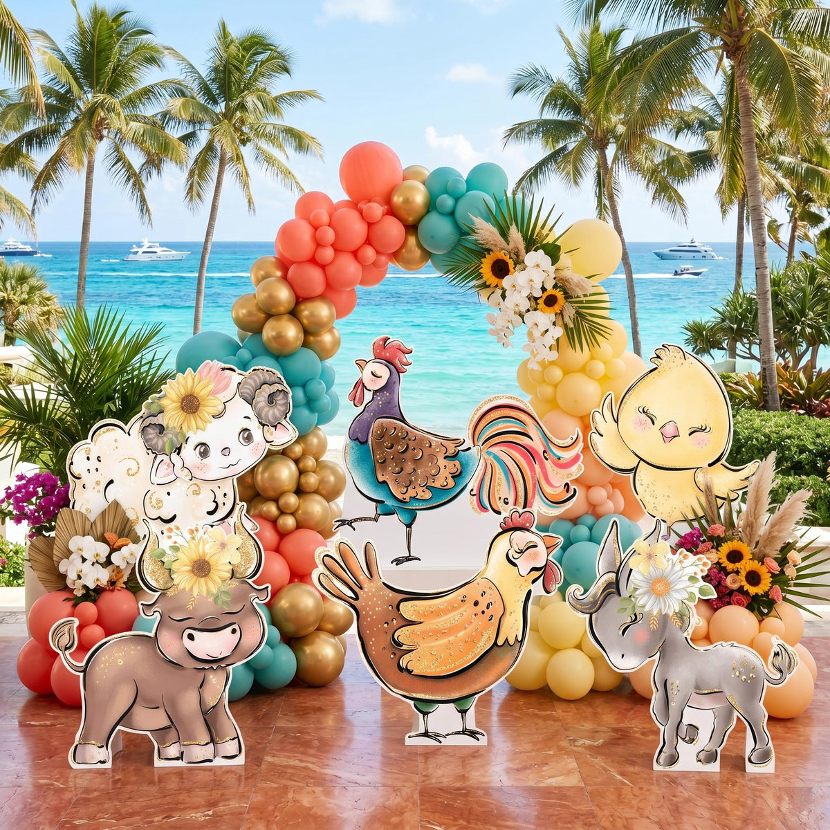 Farm Animals Set 6 Cutouts, Ranch Animals Party, Barnyard Birthday Prop, Baby Shower Backdrop, Farm Themed Party Decor, Centerpieces
