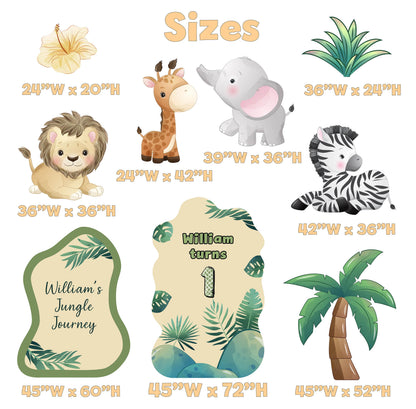 Green Safari Animals Cutouts, Jungle Backdrop, Baby Shower Decor, 1st Birthday, Wild One Birthday