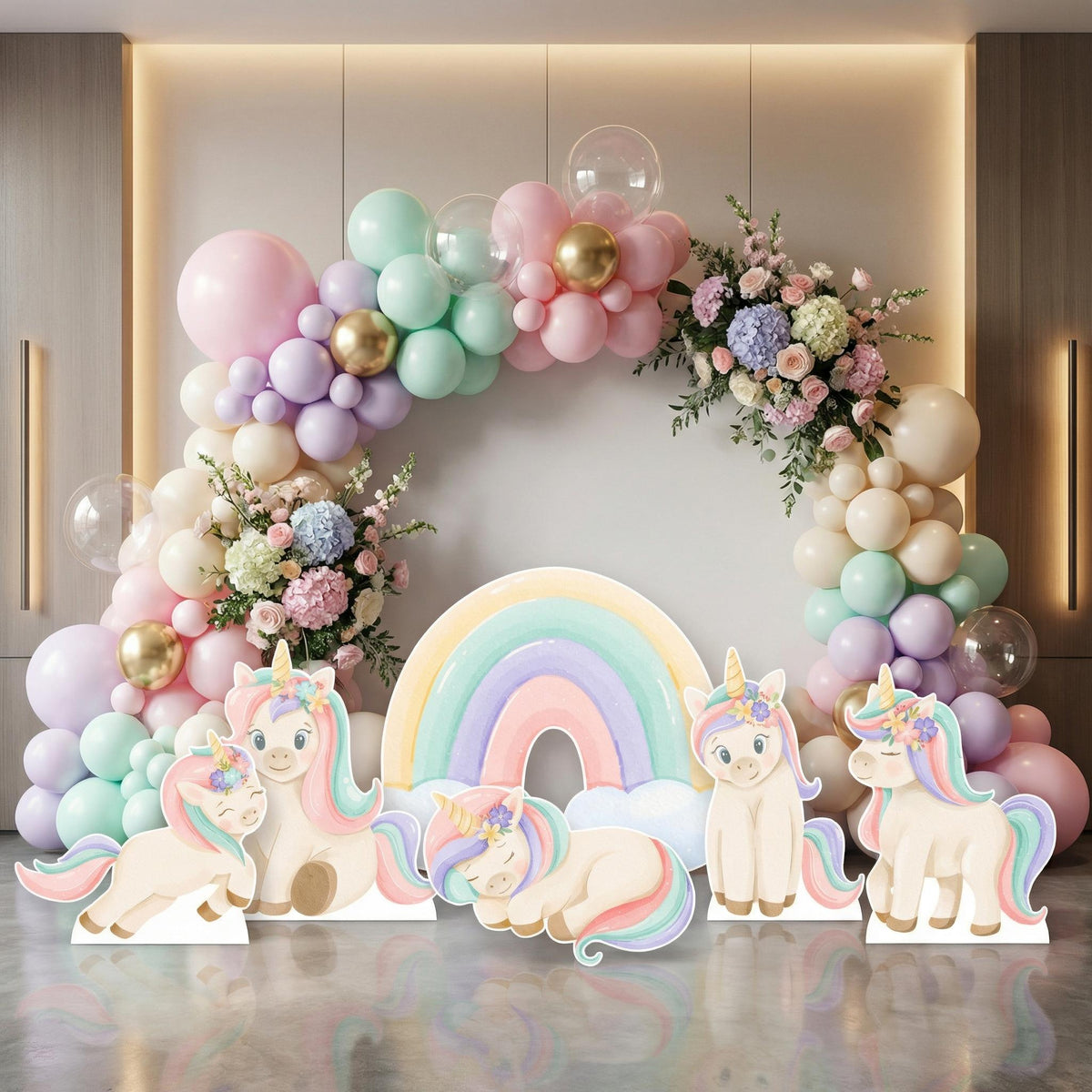 Pink Unicorn Set 6 Birthday Cutouts, Baby Shower, Fairytale, Rainbow Centerpieces, Unicorn Party Props