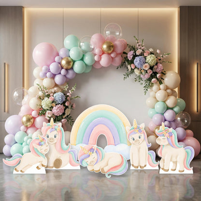 Pink Unicorn Set 6 Birthday Cutouts, Baby Shower, Fairytale, Rainbow Centerpieces, Unicorn Party Props
