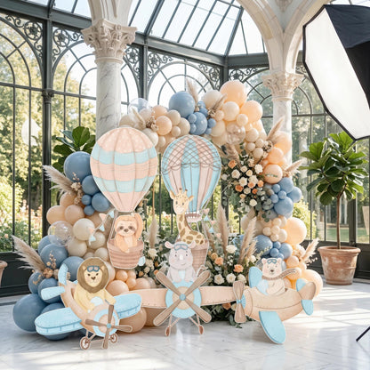 Blue Aviator Animals Set 5 Cutouts — custom party decor, printed and cut to shape
