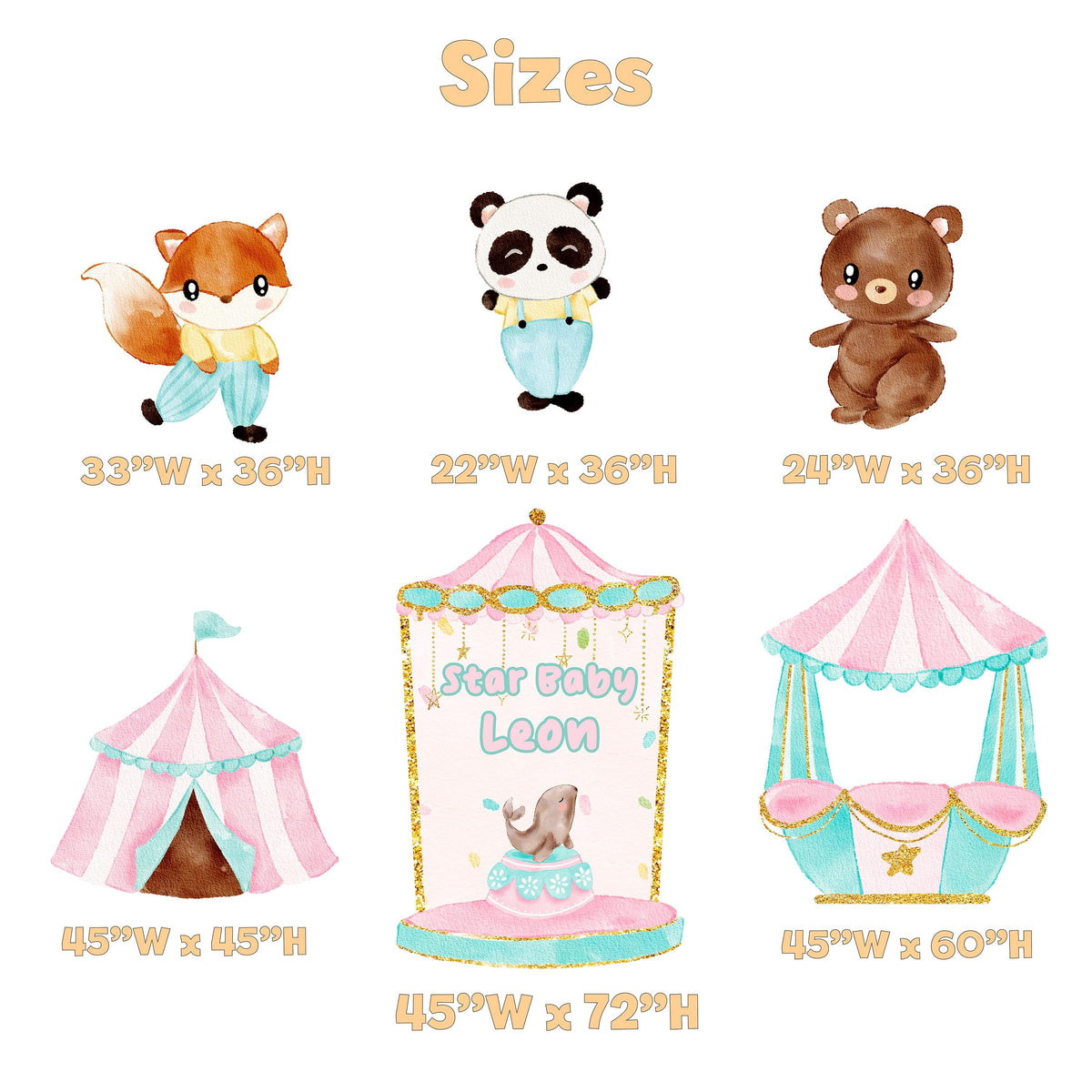 Pink Circus Cutouts, Carousel Party Decoration, Centerpieces, Girl Baby Shower, Carnival, 1st Birthday Decor