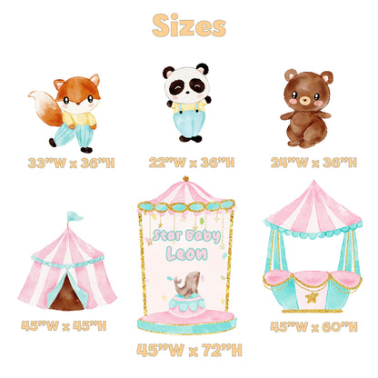 Pink Circus Cutouts, Carousel Party Decoration, Centerpieces, Girl Baby Shower, Carnival, 1st Birthday Decor