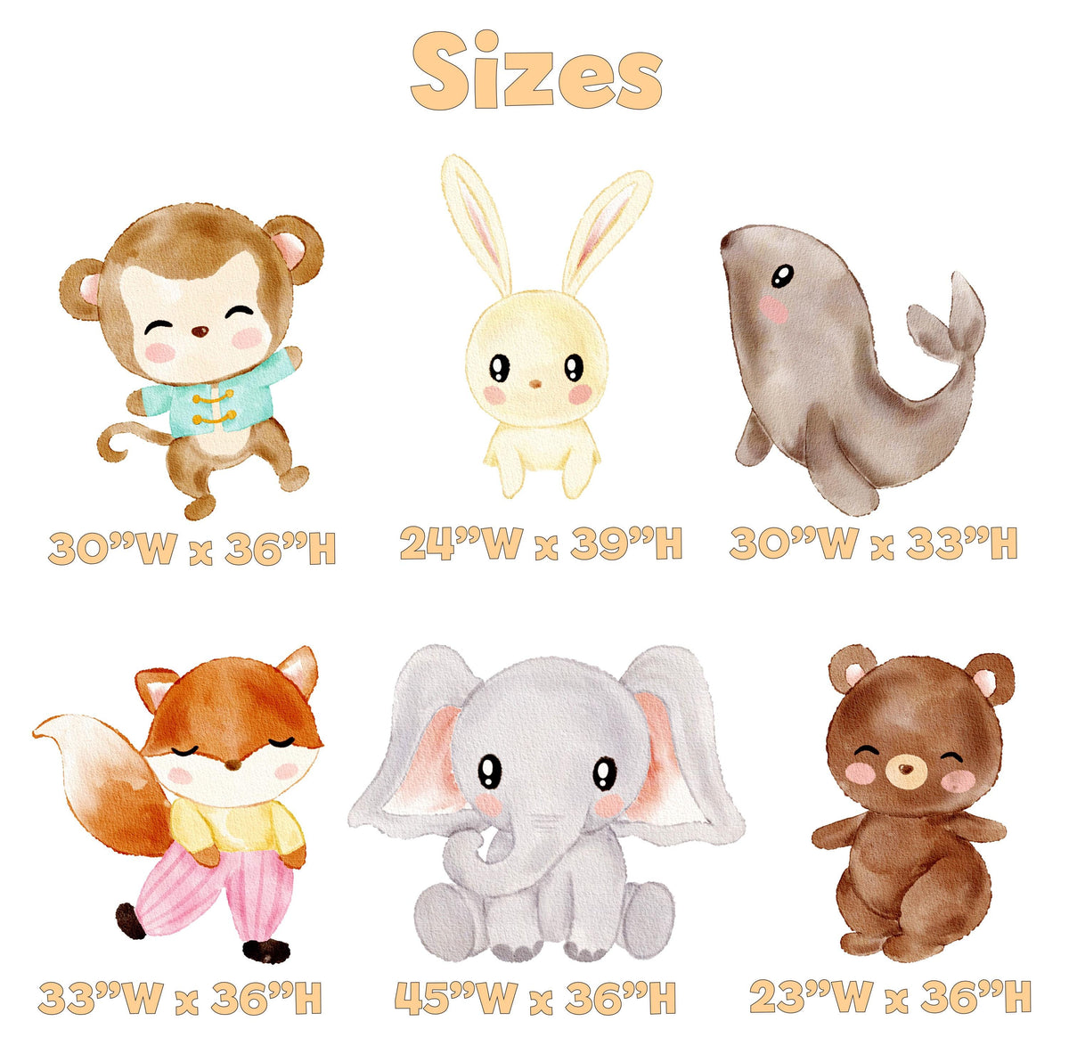 Circus Animals Set 6 Cutouts, Party Decoration, Centerpieces, Girl Baby Shower, Carnival, 1st Birthday Decor