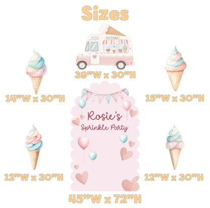 Ice Cream Cutouts, Ice Cream Truck, Backdrop, Two Sweet Birthday, Baby Shower, Candy Theme Decor, Sweet Store, Summer Party