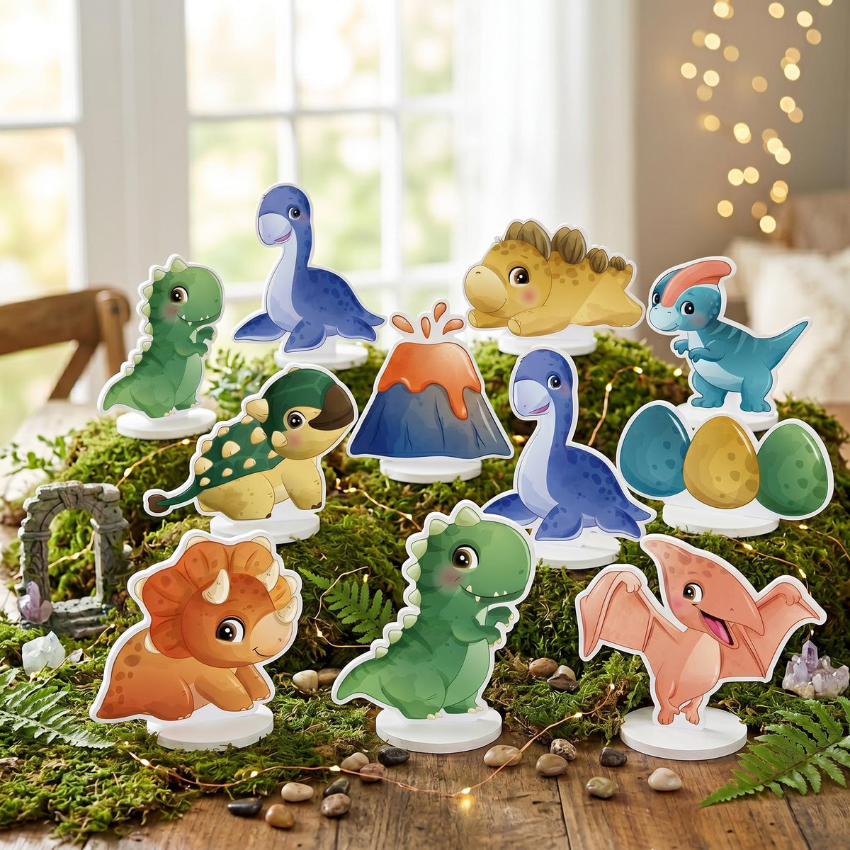 Dinosaur Double-Sided Table Centerpieces Set 10, Roar Baby Shower, Nursery Decor, Table Decor, Dino Birthday Decorations