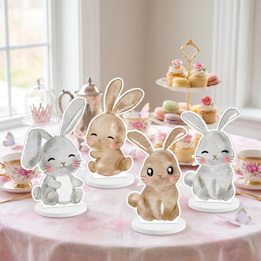 Bunny Double-Sided Table Centerpieces Set 4 — custom party decor, printed and cut to shape