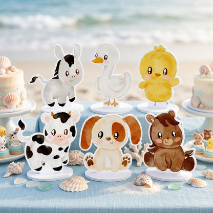 Farm Animals Double-Sided Table Centerpieces Set 6, Baby Shower, Nursery Decor, Table Decor, Birthday Decorations, Farmhouse Decor