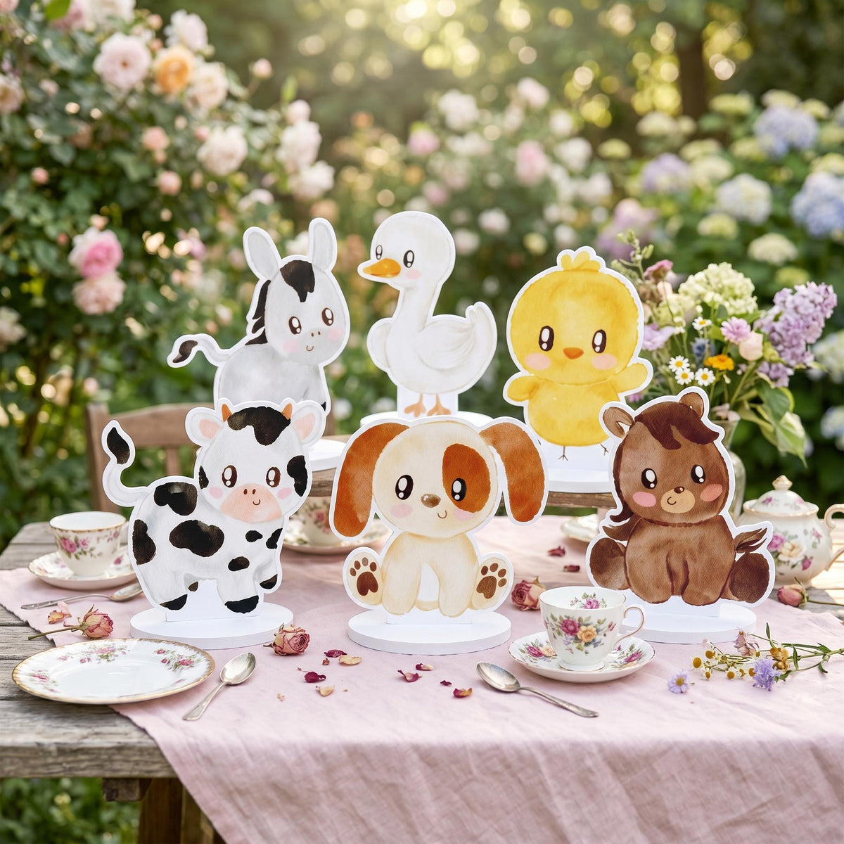 Farm Animals Double-Sided Table Centerpieces Set 6, Baby Shower, Nursery Decor, Table Decor, Birthday Decorations, Farmhouse Decor