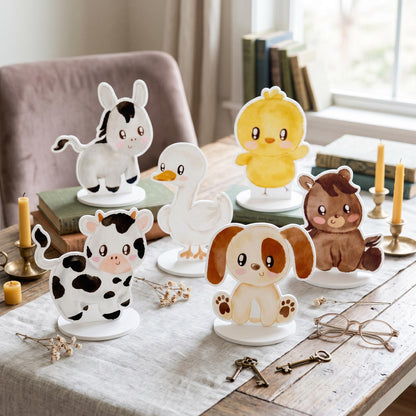 Farm Animals Double-Sided Table Centerpieces Set 6, Baby Shower, Nursery Decor, Table Decor, Birthday Decorations, Farmhouse Decor