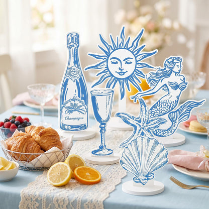 Double-Sided Table Centerpieces Set 6, Mediterranean Birthday Cutouts, Amalfi Coast Bridal Shower Decor, Bachelorette Party, Table Decor