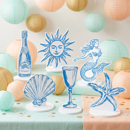 Double-Sided Table Centerpieces Set 6, Mediterranean Birthday Cutouts, Amalfi Coast Bridal Shower Decor, Bachelorette Party, Table Decor