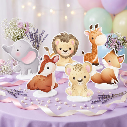 Safari Animals Double-Sided Table Centerpieces Set 6, Jungle Baby Shower, Nursery Decor, Table Decor, Birthday Decorations, Wild One