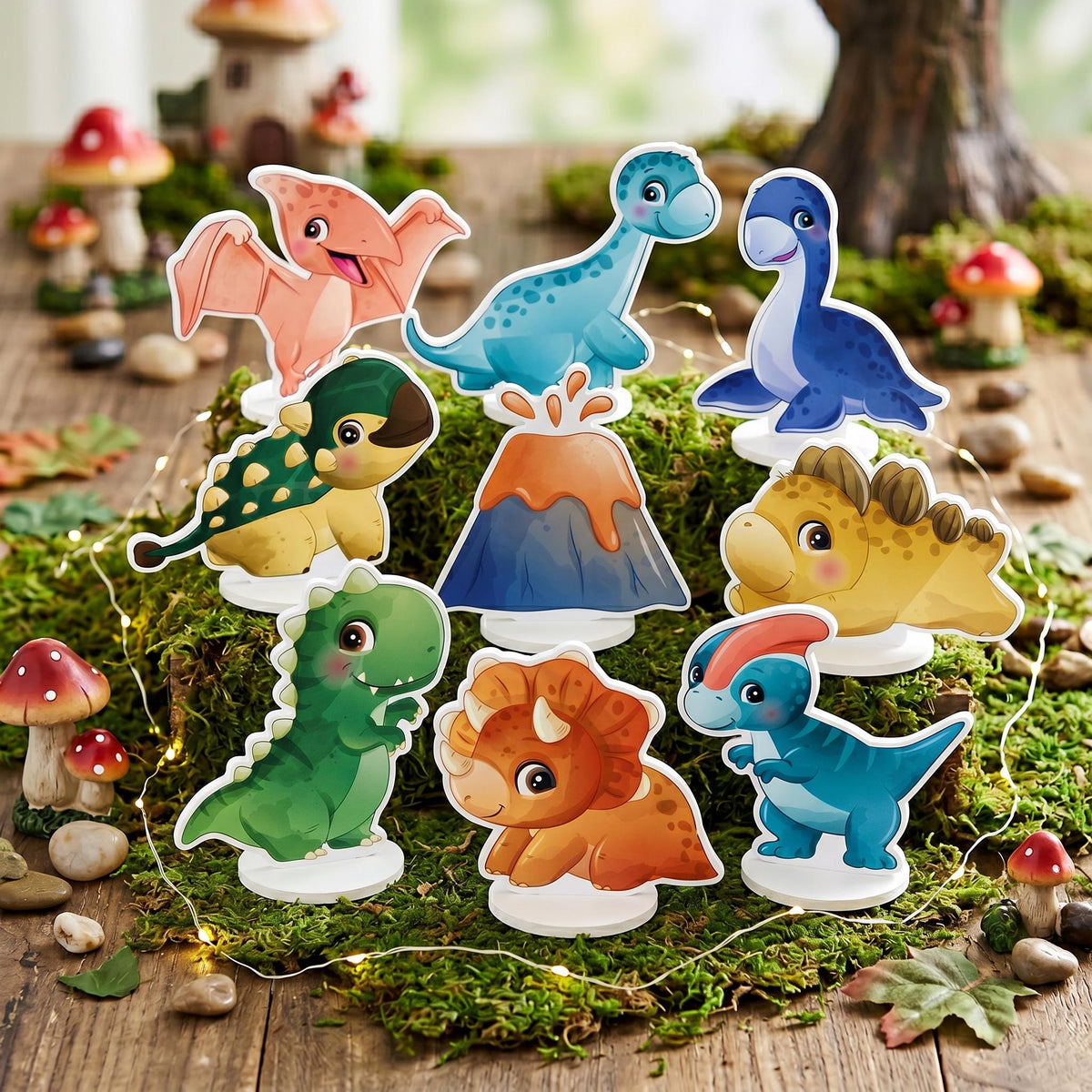 Dinosaur Double-Sided Table Centerpieces Set 10, Roar Baby Shower, Nursery Decor, Table Decor, Dino Birthday Decorations