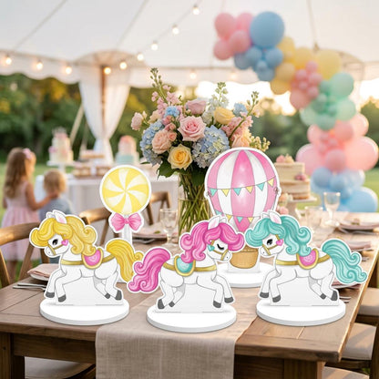 Carnival Double-Sided Table Centerpieces Set 5, Hot Air Balloon, First Birthday, Circus Baby Shower, Nursery Decor, Table Decor, Carousel