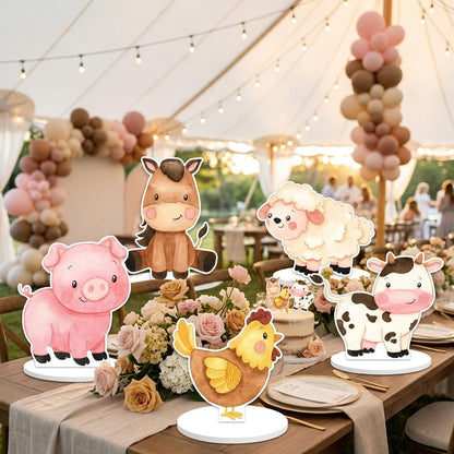 Farm Animals Double-Sided Table Centerpieces Set 5, Baby Shower, Nursery Decor, Table Decor, Birthday Decorations, Farmhouse Decor, Props