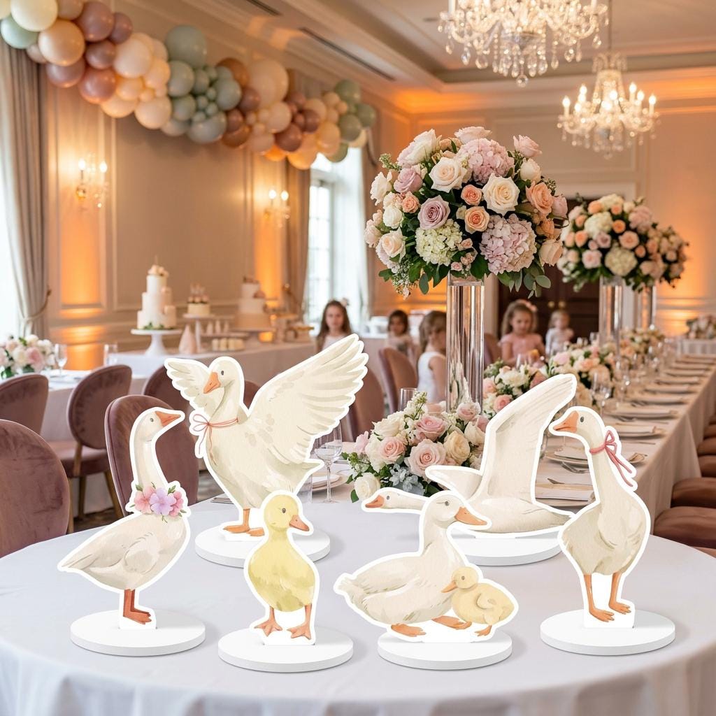 One Silly Goose Double-Sided Table Centerpieces Set 6 — custom party decor, printed and cut to shape