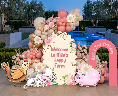 Pink Farm Animals Cutouts, Ranch Animals Party, Barnyard Birthday Prop, Baby Shower Backdrop, Farm Themed Party Decor, Centerpieces